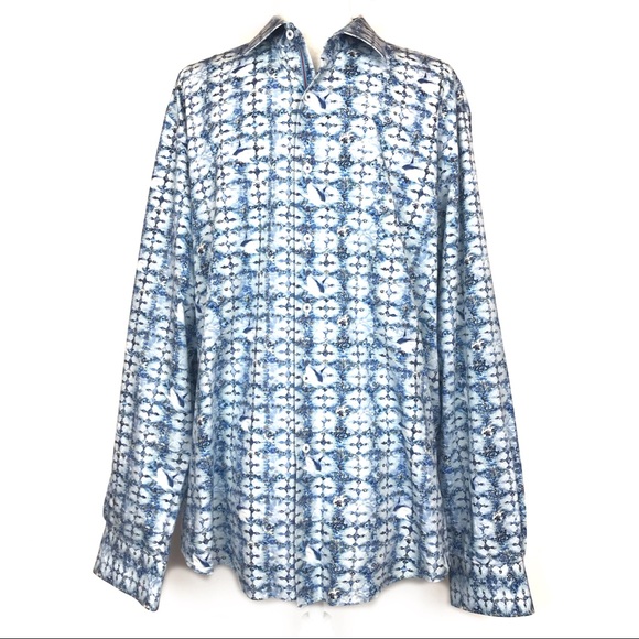 Bugatchi Other - Bugatchi Uomo Shark Fractal Button Up Dress Shirt